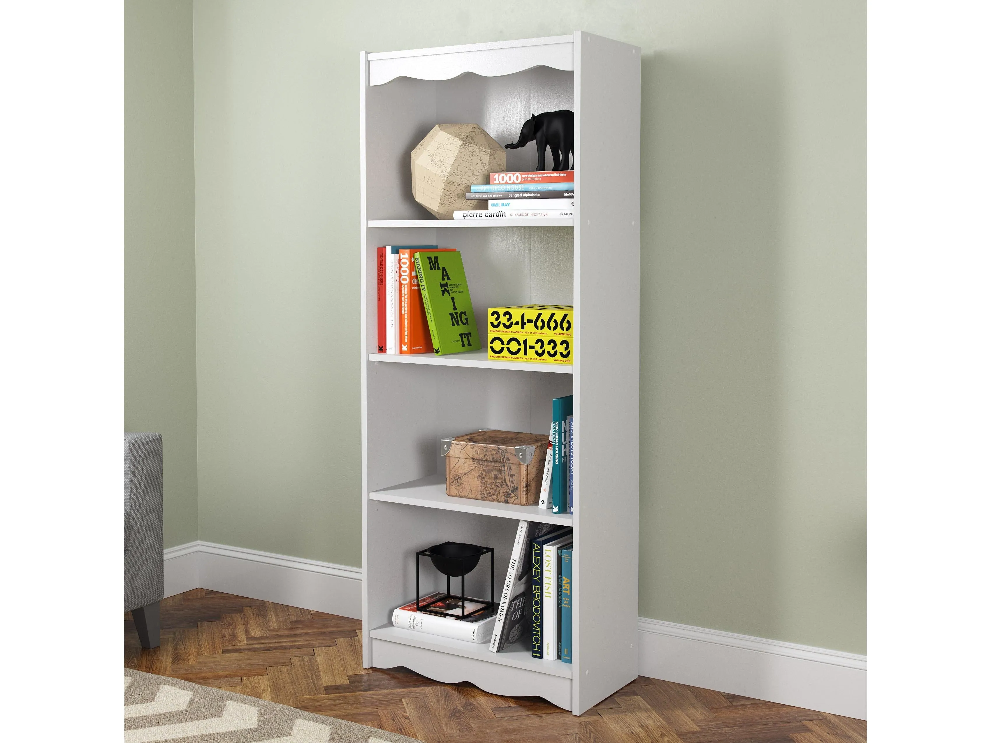 Tall Bookcase in White, 60"