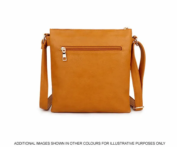 TAN MULTI COMPARTMENT CROSS BODY SHOULDER BAG