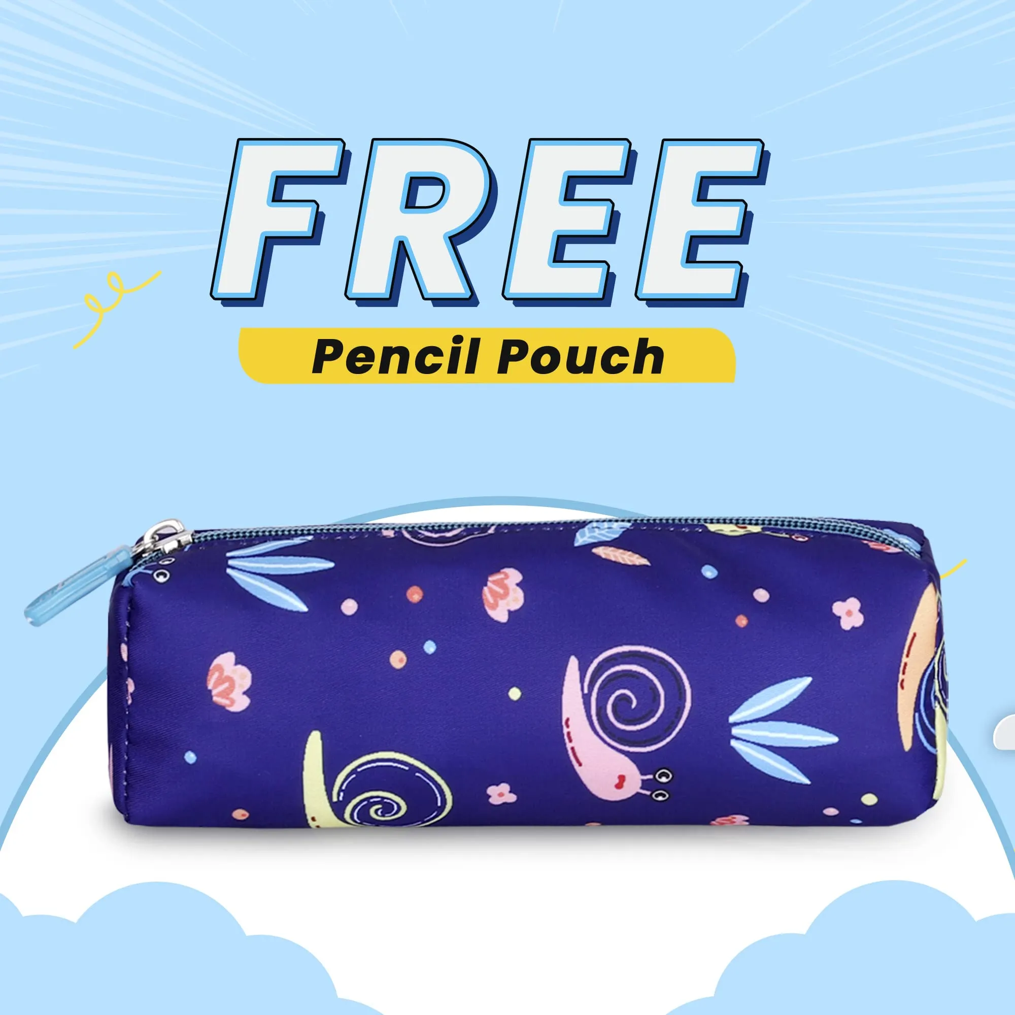 THE CLOWNFISH Cosmic Critters Series Printed Polyester 15 Litres Kids Standard Backpack School Bag Daypack Picnic Bag For Tiny Tots Of Age 5-7 Years (Navy Blue-Snail Print),Medium