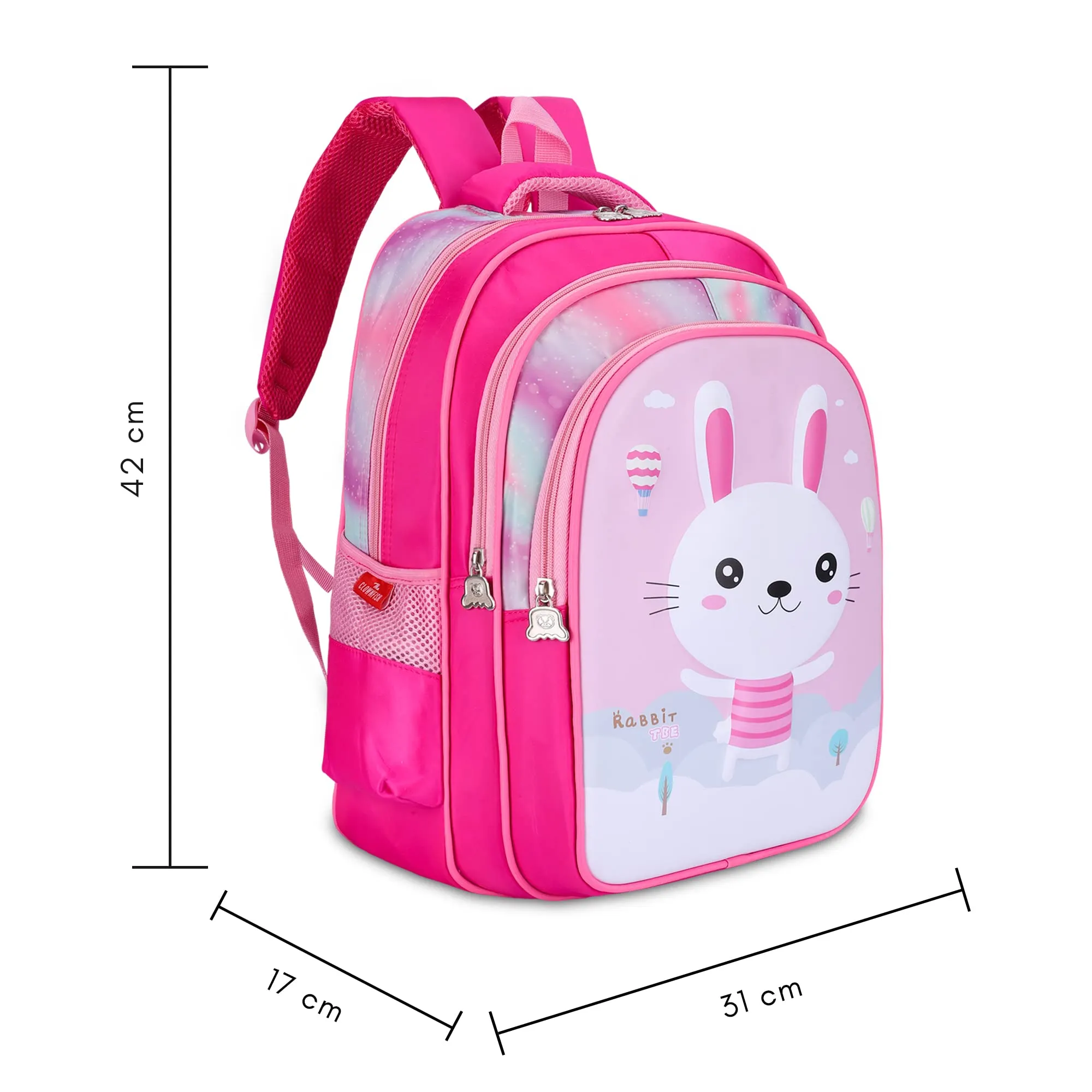 THE CLOWNFISH KidVenture Series Polyester 23 Litres Kids Backpack School Bag Daypack Sack Picnic Bag for Tiny Tots Child Age 5-7 years (Baby Pink)