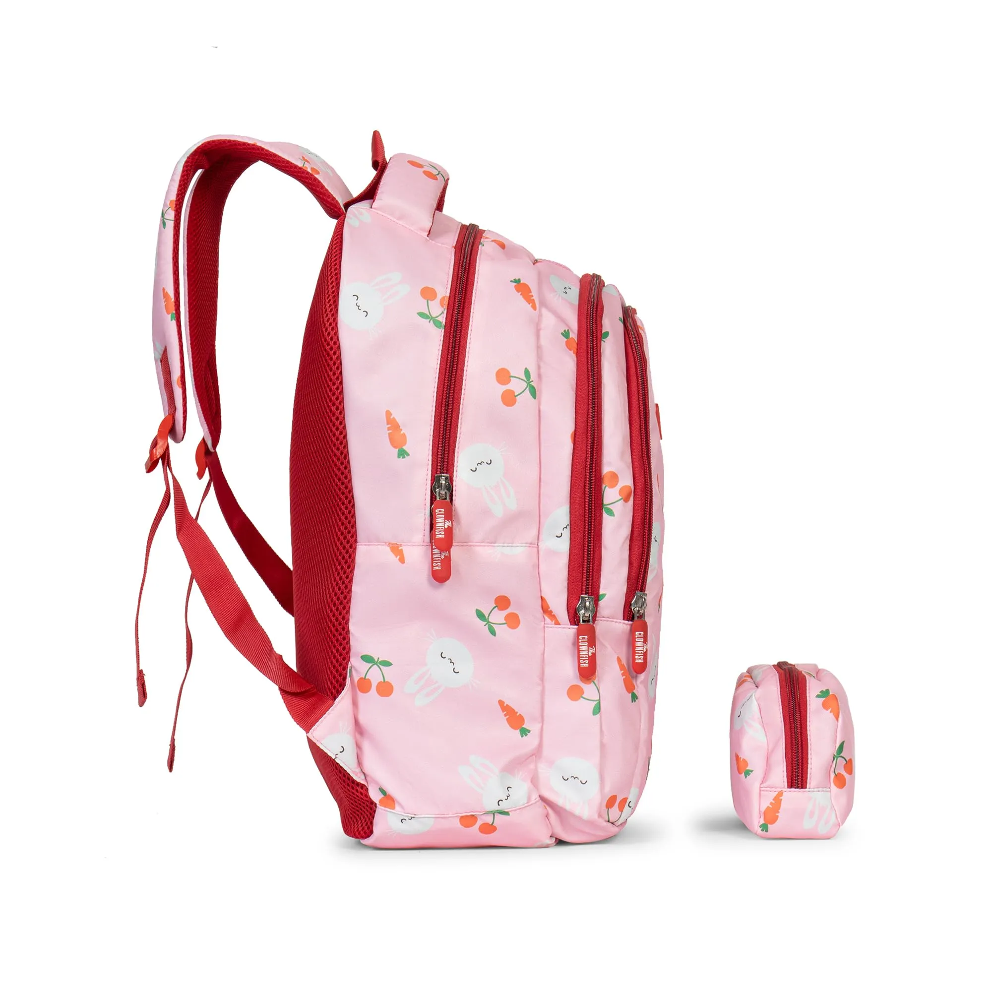 THE CLOWNFISH Scholastic Series Printed Polyester 30 L School Backpack with Pencil/Staionery Pouch School Bag Daypack Picnic Bag For School Going Boys & Girls Age 8-10 years (Pink)