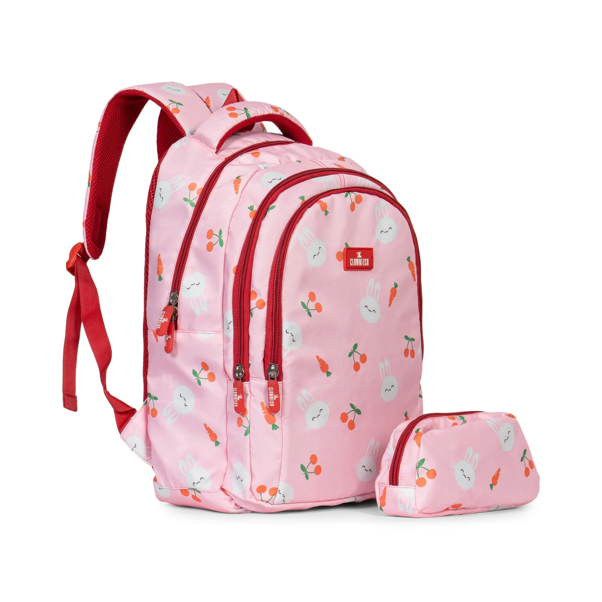 THE CLOWNFISH Scholastic Series Printed Polyester 30 L School Backpack with Pencil/Staionery Pouch School Bag Daypack Picnic Bag For School Going Boys & Girls Age 8-10 years (Pink)