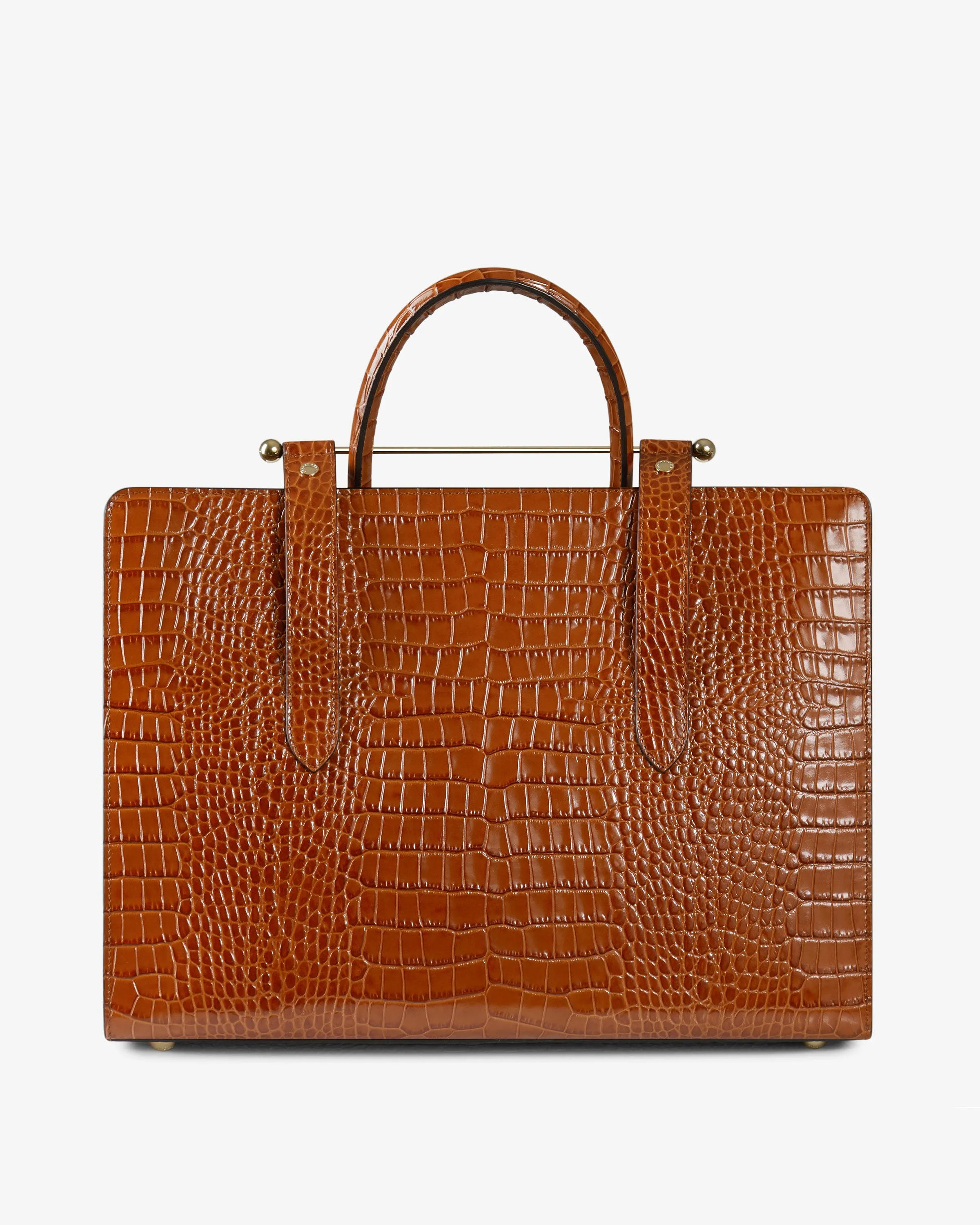 The Strathberry Tote - Croc-Embossed Leather Tan