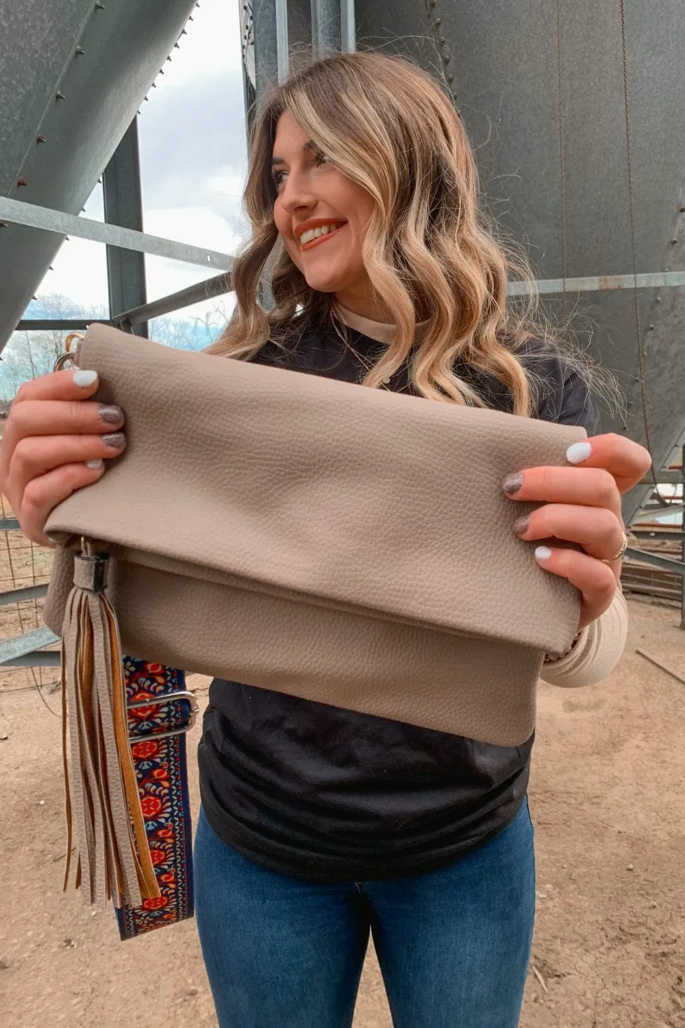 Told You So Folded Vegan Leather Crossbody Clutch Combo Bag