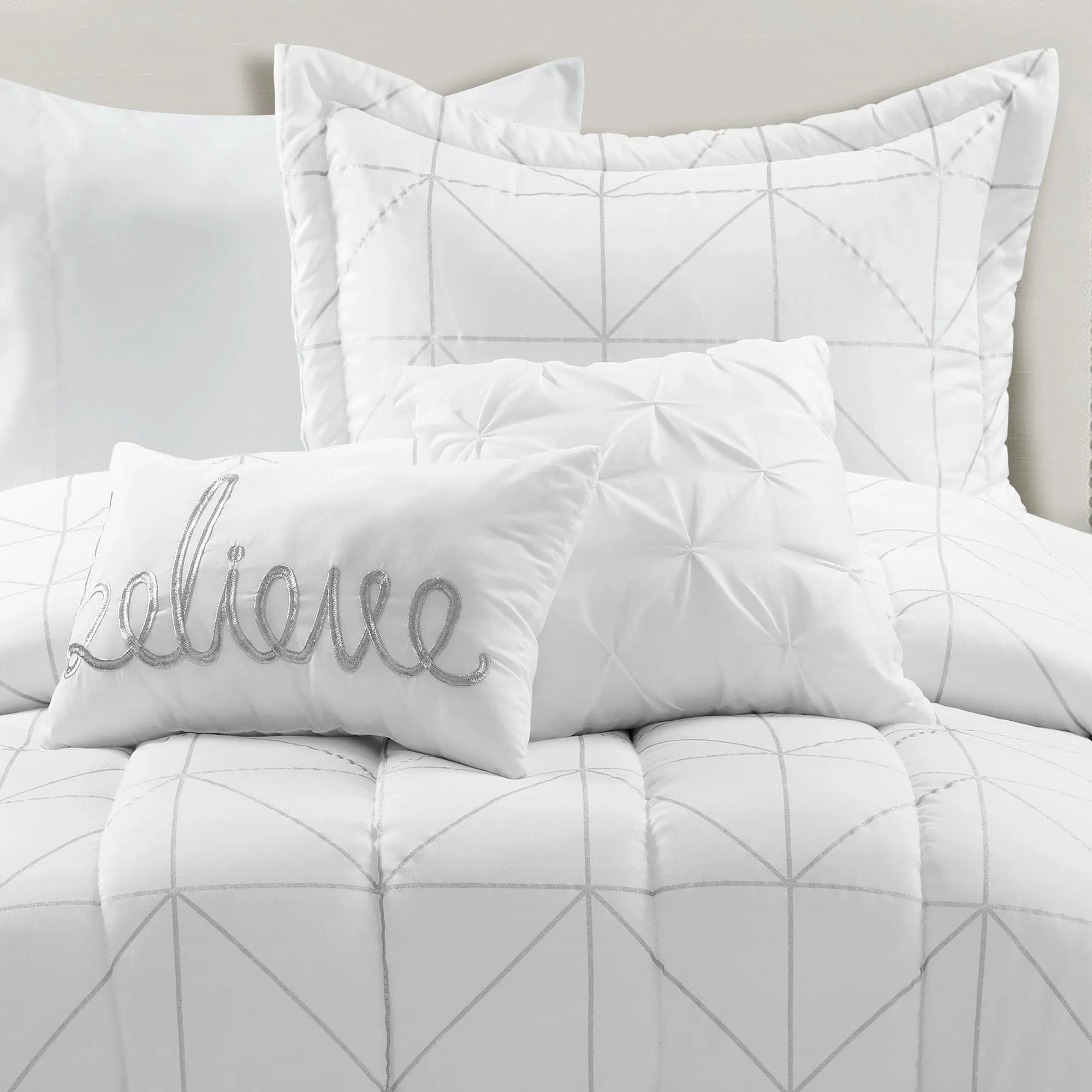 Trio Geo Metallic Print Comforter Set