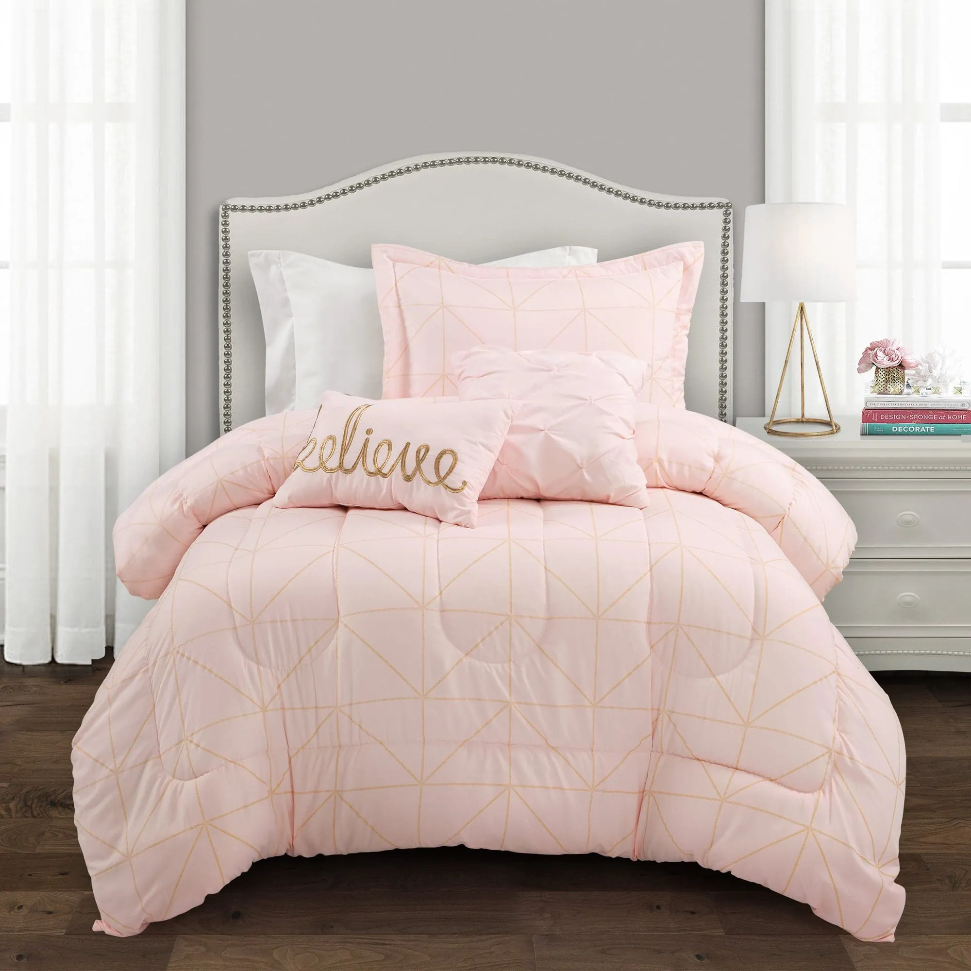 Trio Geo Metallic Print Comforter Set