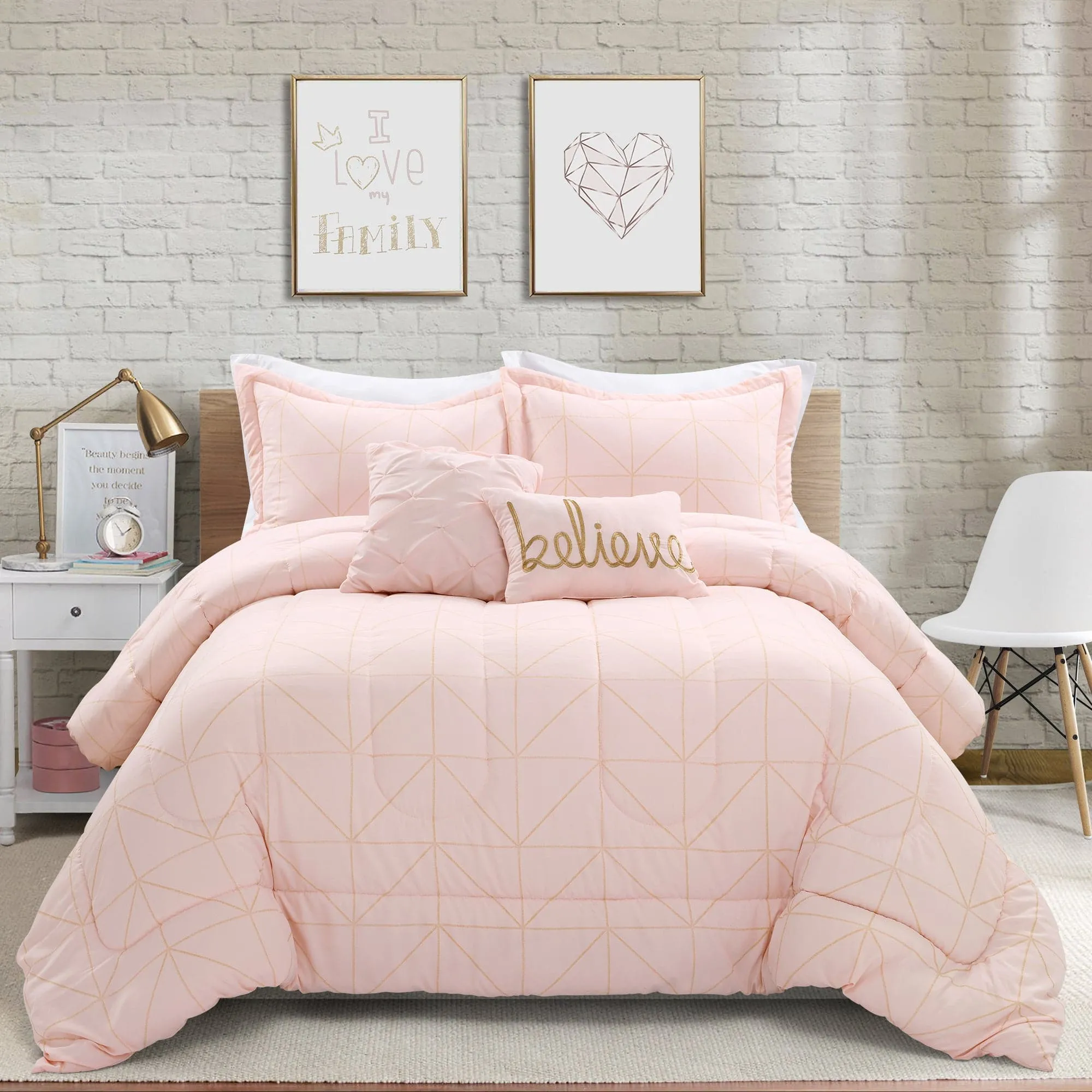 Trio Geo Metallic Print Comforter Set