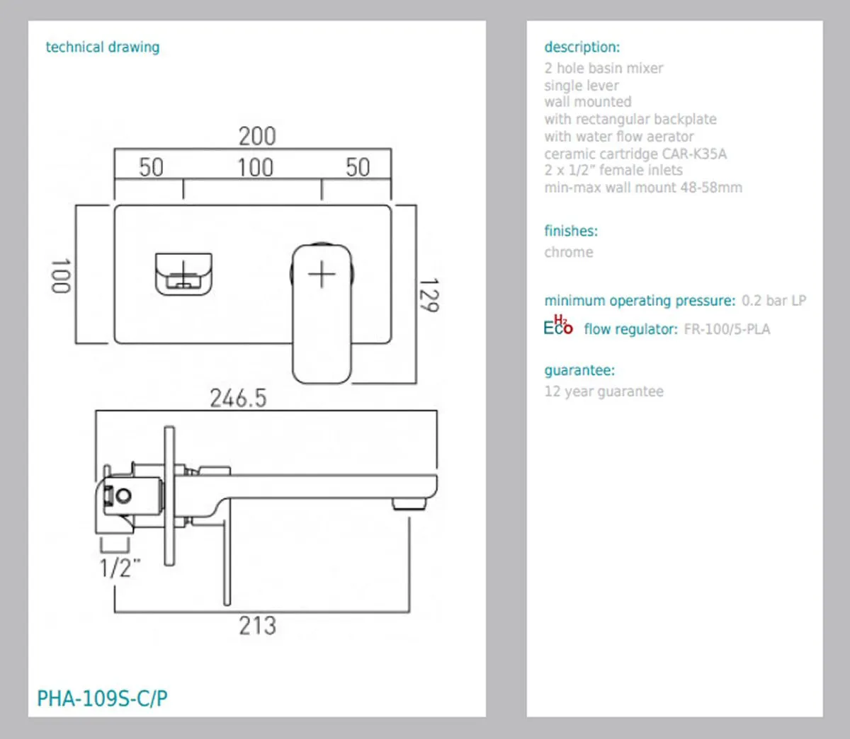 Vado Phase 2 Hole Basin Mixer Tap