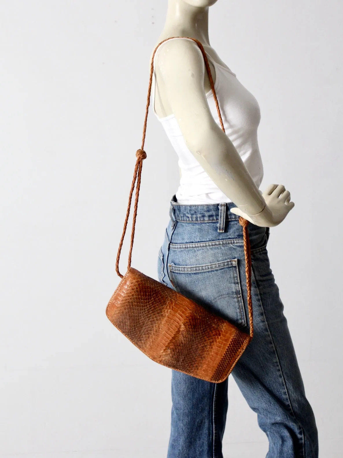 vintage 70s snakeskin shoulder bag