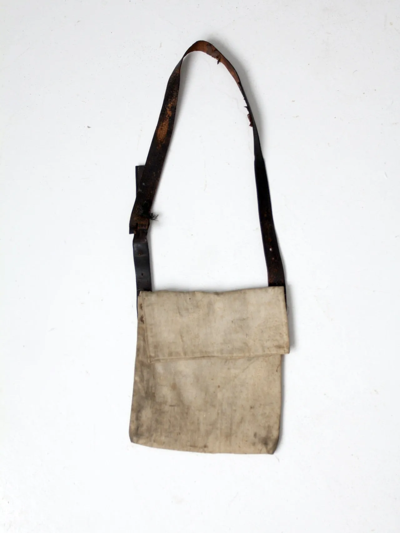 vintage textile and leather messenger bag