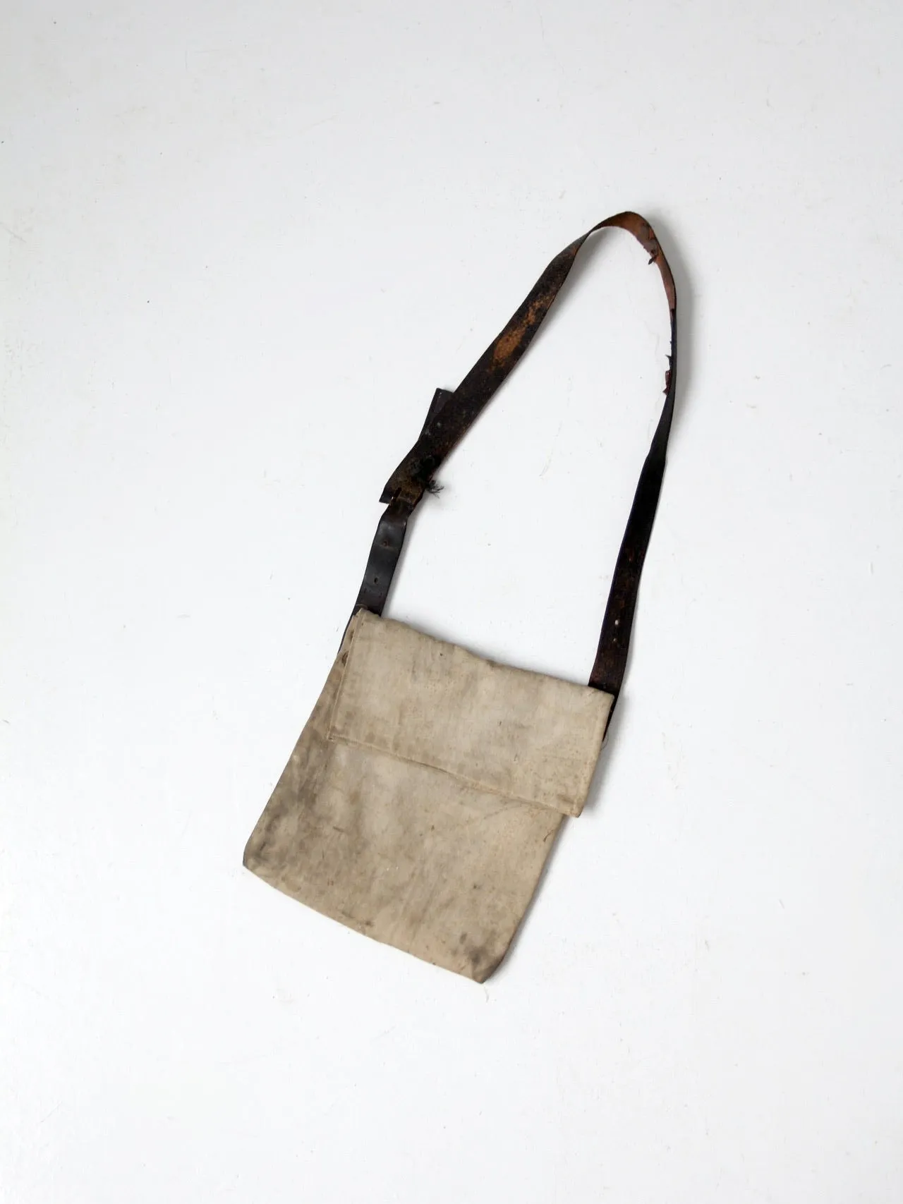 vintage textile and leather messenger bag