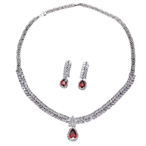 Women Multicolour Elegant Cubic Zircon Necklace Earrings Set