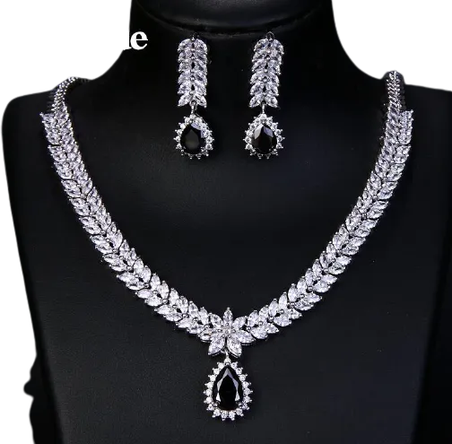 Women Multicolour Elegant Cubic Zircon Necklace Earrings Set