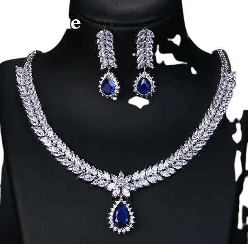 Women Multicolour Elegant Cubic Zircon Necklace Earrings Set