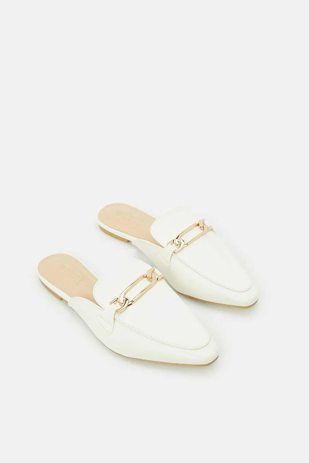 Women White Chain Trim Loafer