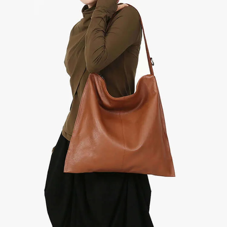 Women's Large Capacity Leather Tote Bag - Slim & Stylish