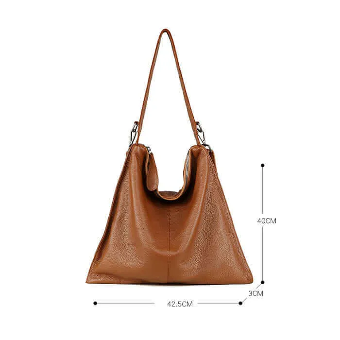 Women's Large Capacity Leather Tote Bag - Slim & Stylish