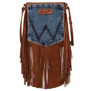 Wrangler Fringe Pocket Crossbody Bag- Tan